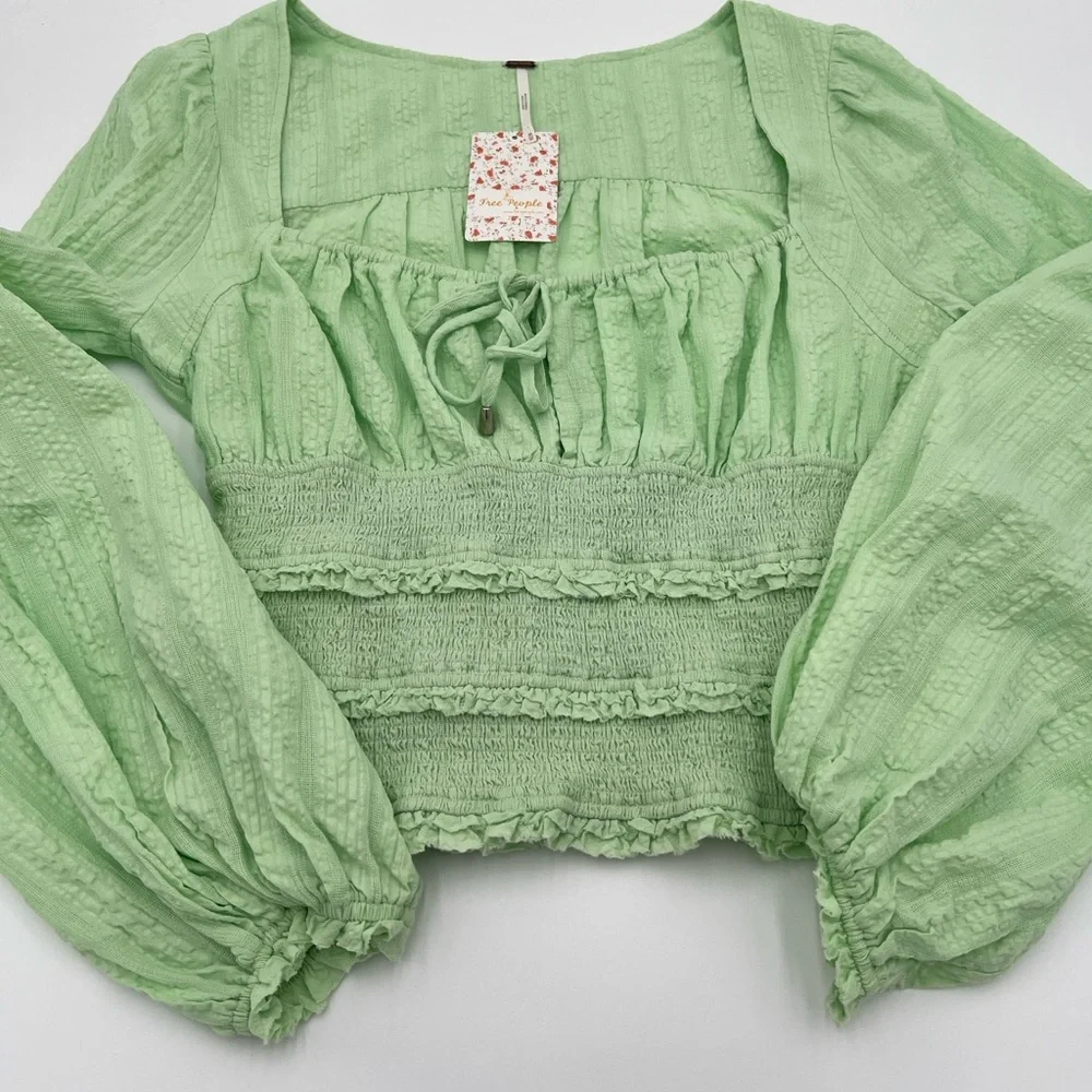 FREE PEOPLE - Lotita Queen Green Blouse.